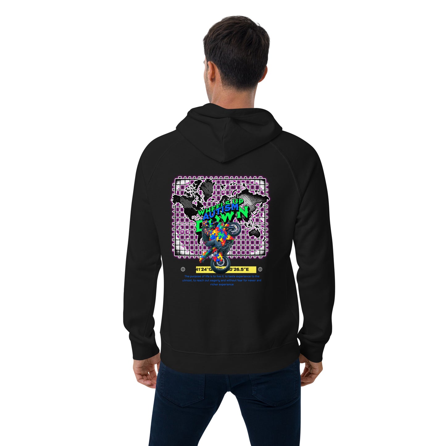 Autistic Riders Unisex eco raglan hoodie