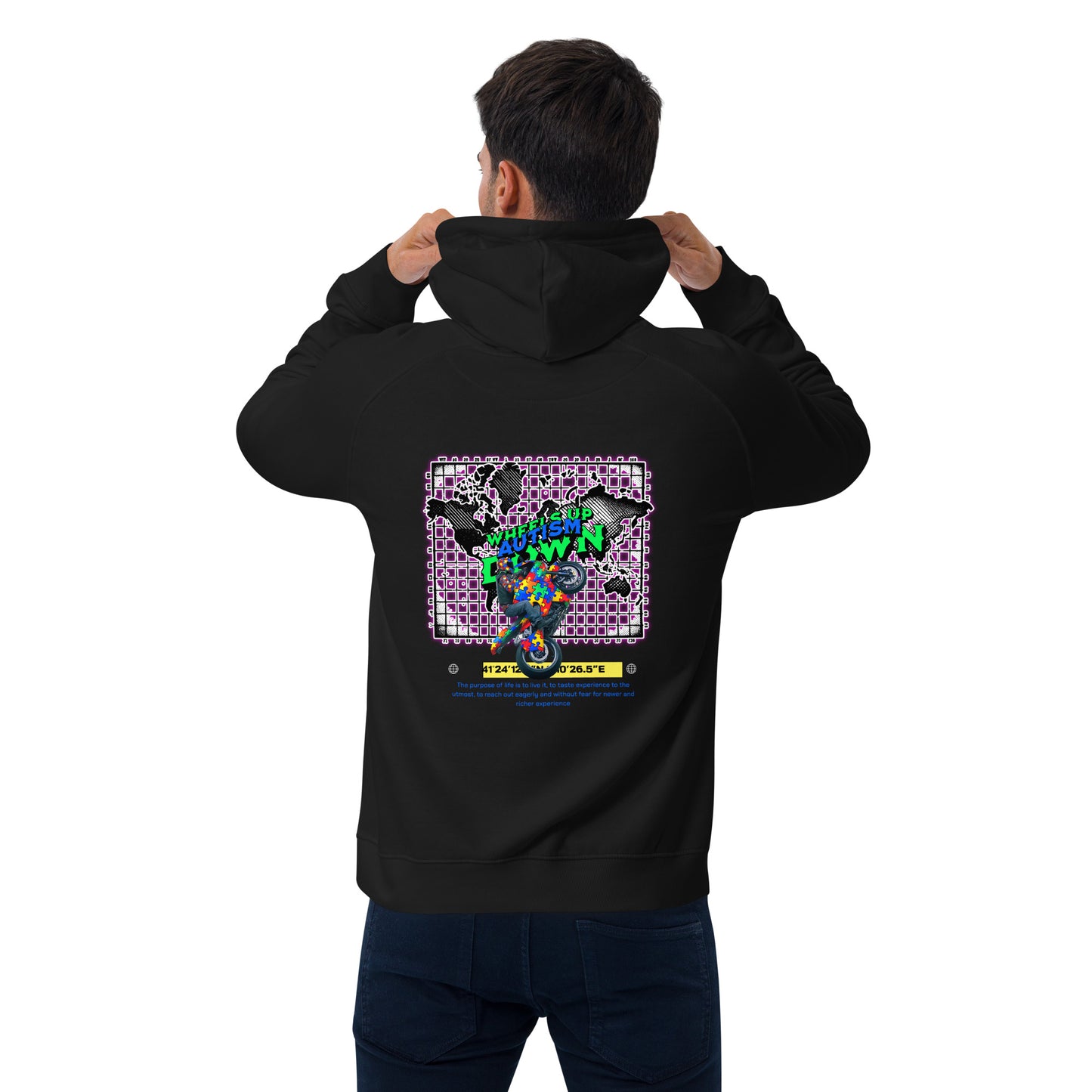 Autistic Riders Unisex eco raglan hoodie